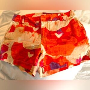 Ann Taylor High Waist Red and Orange Shorts